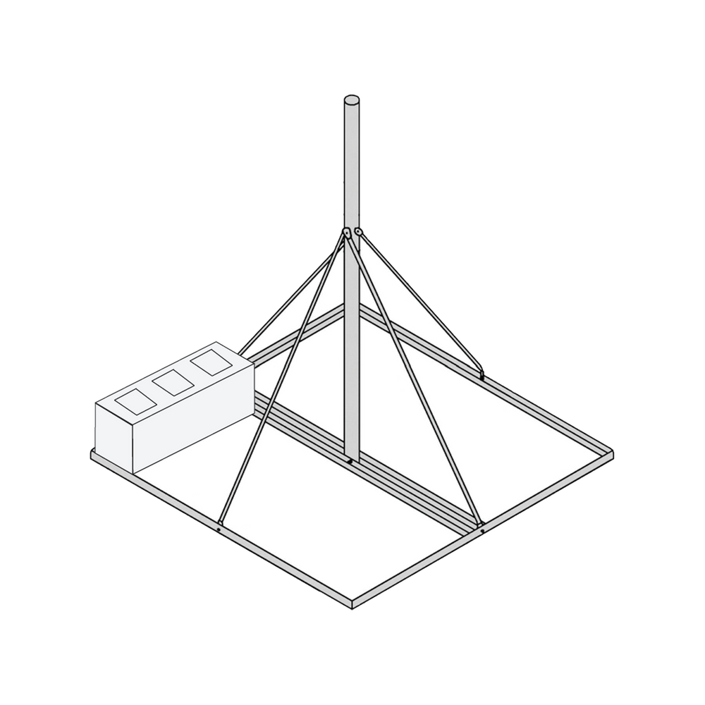 Montaje de techo con mástil galvanizado por inmersión en caliente de 2.25" diam., 1.5 m altura