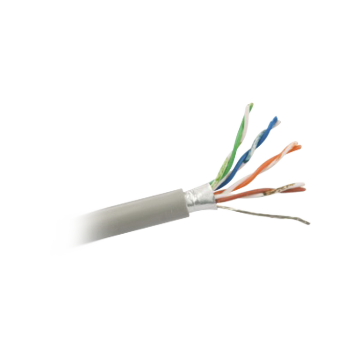 Retazo de 1 mt de Cable Cat5e FTP, ESCUT, UL, CMR, color Gris, para aplicaciones en CCTV y redes de datos. Uso en intemperie.