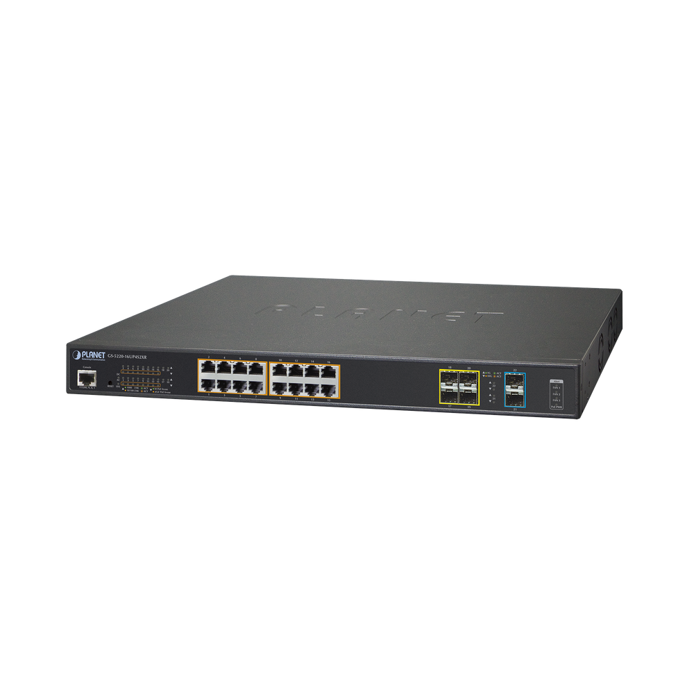 Switch Adminsitrable L2+, 16 puertos Ultra PoE 802.3bt, 4 puertos SFP, 2 puertos SFP+