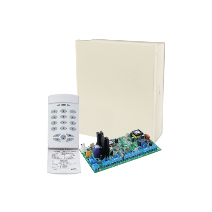 Kit de Alarma de 8-16 Zonas y Teclado LED 9 zonas. Cuádruple comunicador Radio/Teléfono/IP/GSM. Incluye gabinete