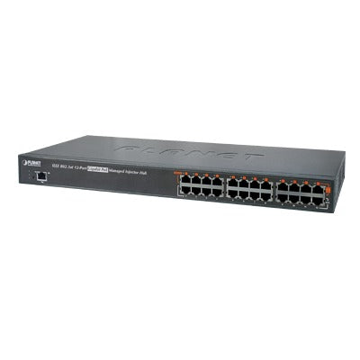 Inyector HUB high PoE 802.3at (Mid-span) administrable de 12 puertos 10/100/1000 Mbps