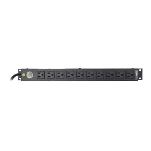 Tomacorriente Horizontal (PDU) de 10 Contactos (NEMA 5-15R) Rack 19" 1UR. Voltaje Entrada/Salida: 120Vca/15A