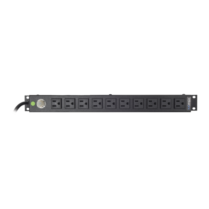 Tomacorriente Horizontal (PDU) de 10 Contactos (NEMA 5-15R) Rack 19" 1UR. Voltaje Entrada/Salida: 120Vca/15A