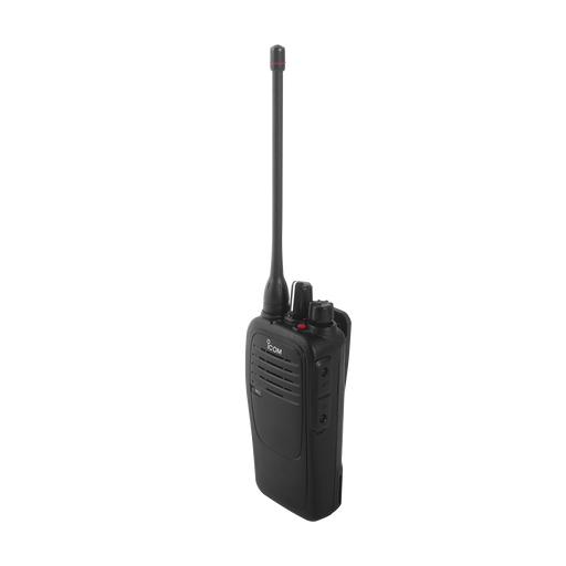 Radio portátil analógico en rango de frecuencia de 400-470 MHz, 4 W de potencia de RF, 16 canales.Incluye Batería, antena, cargador y clip