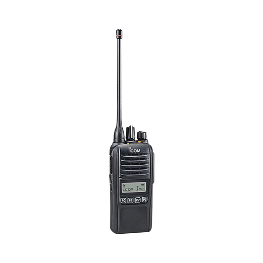 Radio portátil digital y analógico en rango de frecuencia 450-512 MHz, 4 W de potencia de RF, 128 canales. Sumergible. Batería, cargador, antena y clip incluidos.