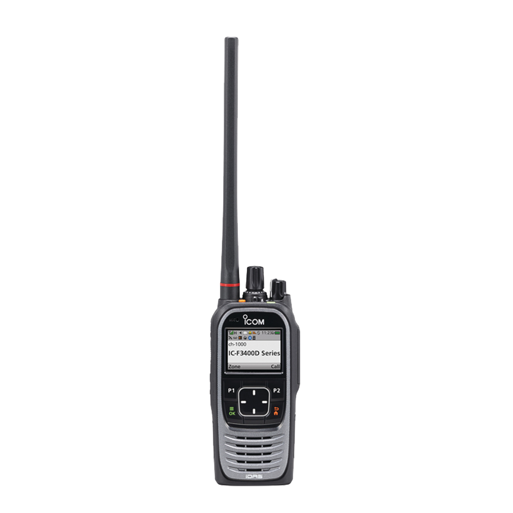 Radio digital NXDN con pantalla a color en la banda de VHF, rango de frecuencia 136-174MHz, de 1024 canales, sumergible IP68, encriptación DES, GPS, bluethooth. no incluye cargador ni antena.