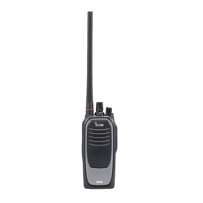 Radio digital NXDN sin pantalla en la banda de UHF, rango de frecuencia 380-470MHz, sumergible IP68, con encriptación DES, GPS, bluethooth, grabador de voz, 32 canales. no incluye cargador ni antena.