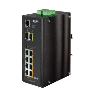 Switch Industrial Administrable Capa 2+ 8 puertos PoE 802.3at gigabit, 2 puertos SFP