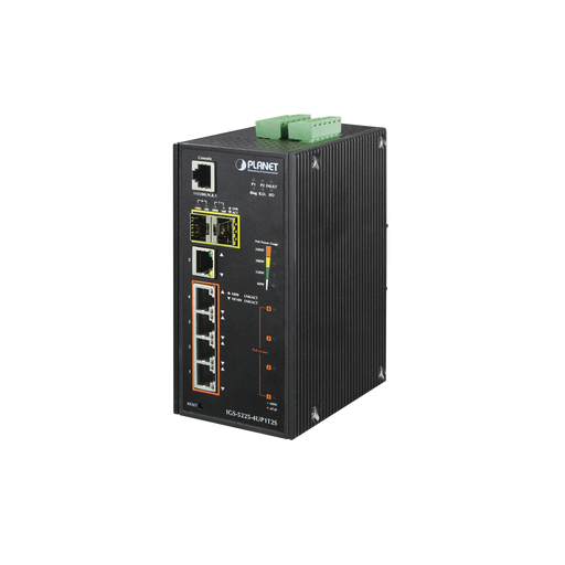 Switch Industrial Administrable 4 Puertos Gigabit c/Ultra PoE 802.3af/at, 2 Puertos SFP