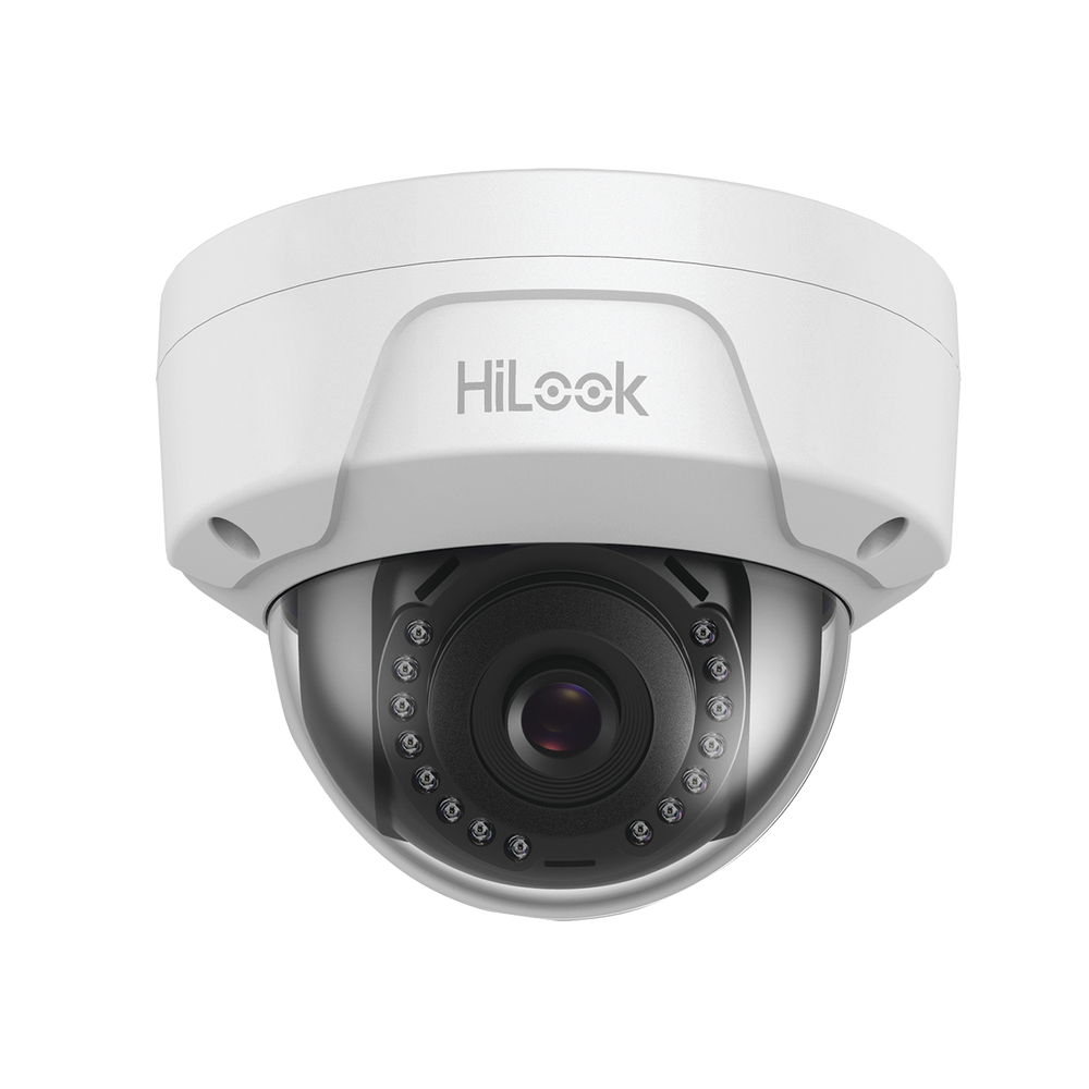 HiLook Series / Domo IP 2 Megapixel / 30 mts IR / H.265 / Exterior IP67 / Antivandalica IK10 / dWDR / PoE / Lente 2.8 mm