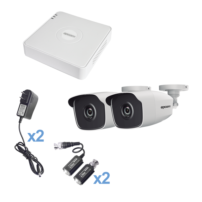 KIT TurboHD 720p / DVR 4 Canales / 2 Cámaras Bala (interior - exterior 2.8 mm) / Hik-Connect