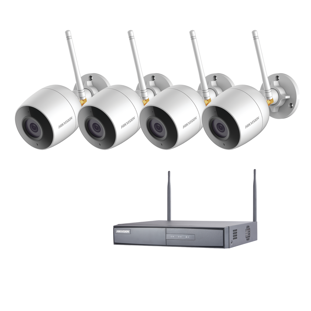 KIT IP Inalámbrico 1080p / NVR 4 Canales / 4 Cámaras bala (exterior IP66) con micrófono interconstruido