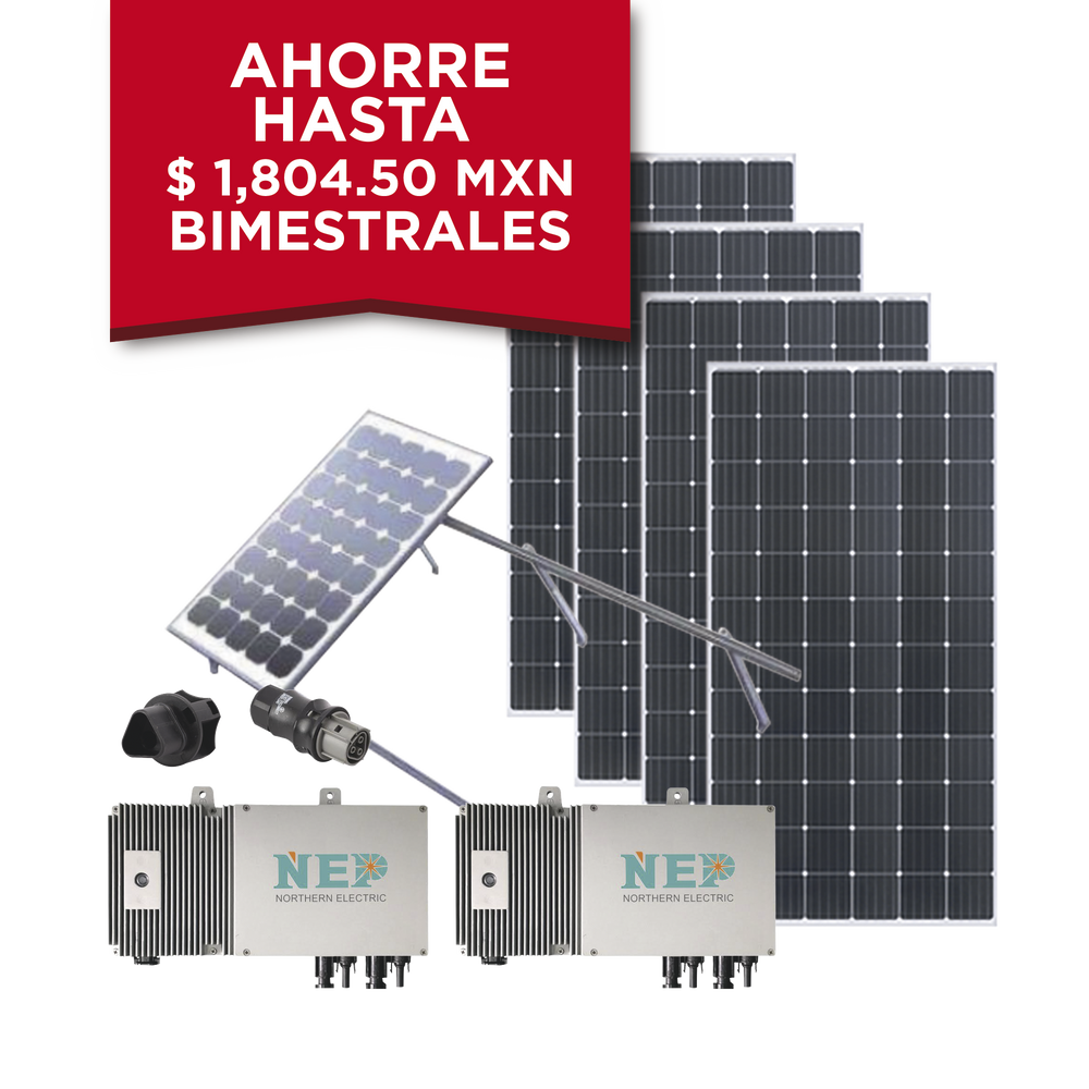 Kit Solar para interconexión de 1.1 kW de Potencia, 220 Vca con Micro Inversores y Paneles Monocristalinos de Máxima Eficiencia.