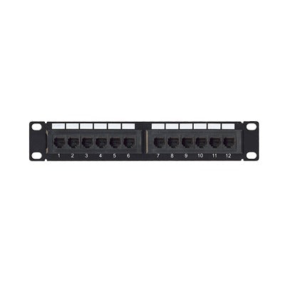 Patch panel UTP de 12 puertos 1U Cat5e, 10in