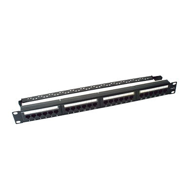 Patch panel UTP de 24 puertos Cat6, 19in, con barra para organizar cable