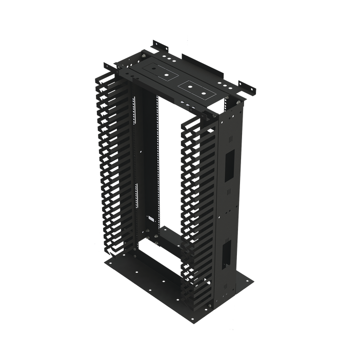 Rack de Acero de 4ft x 19in, 24UR con Organizadores Verticales Y Guía Superior para Cableado.