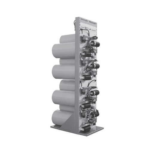 Combinador TELEWAVE en rack 19", 148-174 MHz, 6 Canales, 105 kHz de Sep. 125 Watt, 10" Diam, N Hembras.