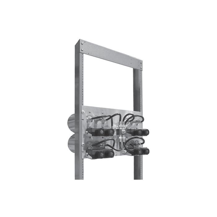 Combinador en Panel para Rack 19" 851-869 MHz, 4 Canales (6" Diam.) 500 kHz, 100 Watt, N Hembras.