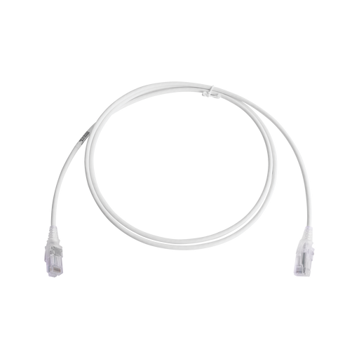 Patch Cord MC6 Modular Cat6 UTP, CM/LS0H, 5ft, Color Blanco, Diámetro Reducido (28AWG), Versión Bulk (Sin Empaque Individual)