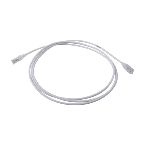 Patch Cord MC6 Modular Cat6 UTP, CM/LS0H, 7ft, Color Blanco, Diámetro Reducido (28AWG)