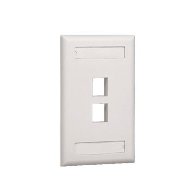 Placa de pared vertical, salida para 2 puertos, con espacio para etiqueta - Blanco