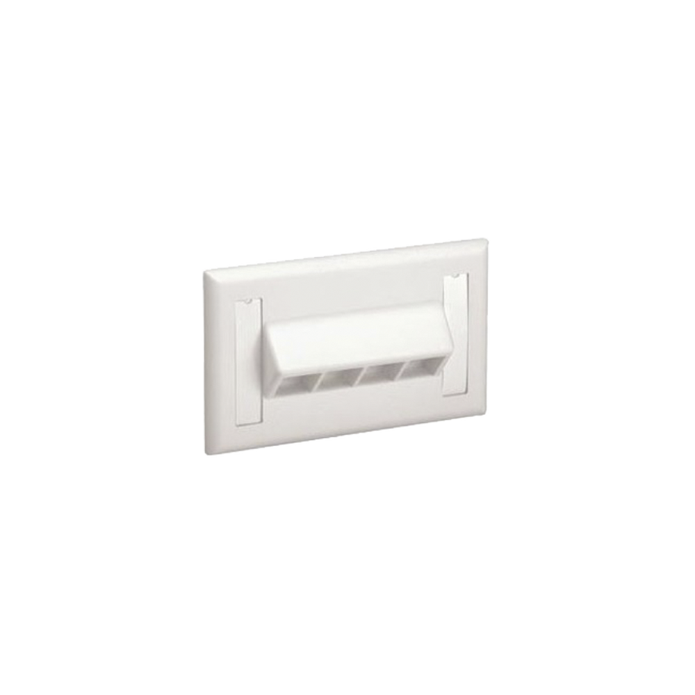 Placa de pared horizontal, salida para 4 puertos, con espacio para etiqueta - Blanco mate