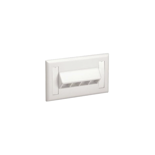 Placa de pared horizontal, salida para 4 puertos, con espacio para etiqueta - Blanco mate