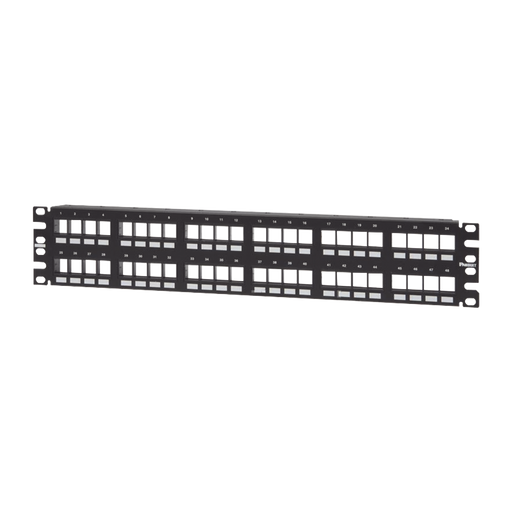 Panel de Parcheo Modular Keystone (Sin Conectores), Numerado y Espacio para Etiquetas, de 48 puertos, 2UR