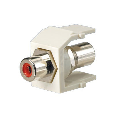 Conector RCA Keystone, con Conector de Paso RCA Rojo, Módulo Blanco Mate