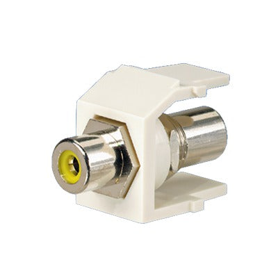 Conector RCA Keystone, con Conector de Paso RCA Amarillo, Módulo Blanco