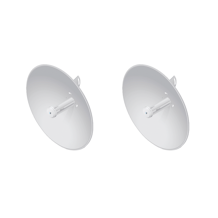 Backhaul Punto-Punto incluye 2 PowerBeam airMAX AC hasta 450 Mbps, frecuencia 5 GHz con antena tipo plato de 27 dBi, radomo incluido