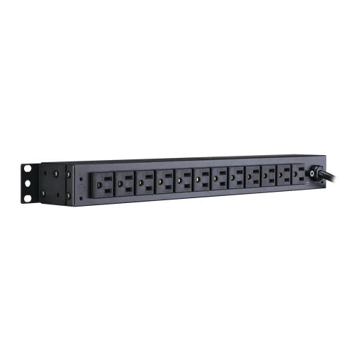 PDU Para Distribución de Energía Básico Con 12 Tomas NEMA 5-15R Traseras y Clavija NEMA 5-15P de 1U de Rack