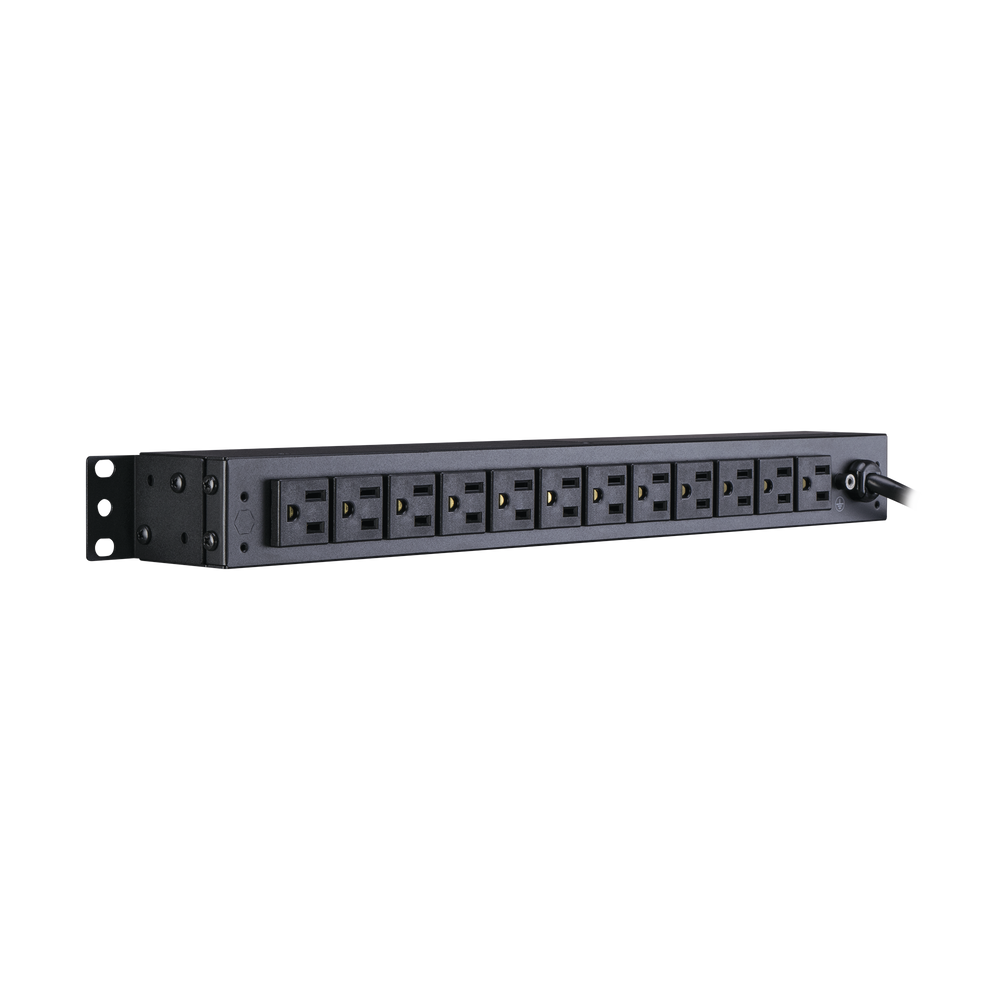 PDU Para Distribución de Energía Básico Con 12 Tomas NEMA 5-15R Traseras y 2 Tomas 5-15R Delanteras de 1U de Rack