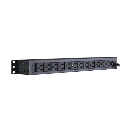 PDU Para Distribución de Energía Básico Con 12 Tomas NEMA 5-15R Traseras y 2 Tomas 5-15R Delanteras de 1U de Rack