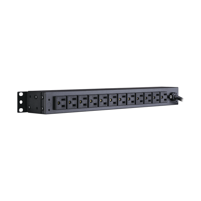 PDU Para Distribución de Energía Básico Con 12 Tomas NEMA 5-15R Traseras y 2 Tomas 5-15R Delanteras de 1U de Rack