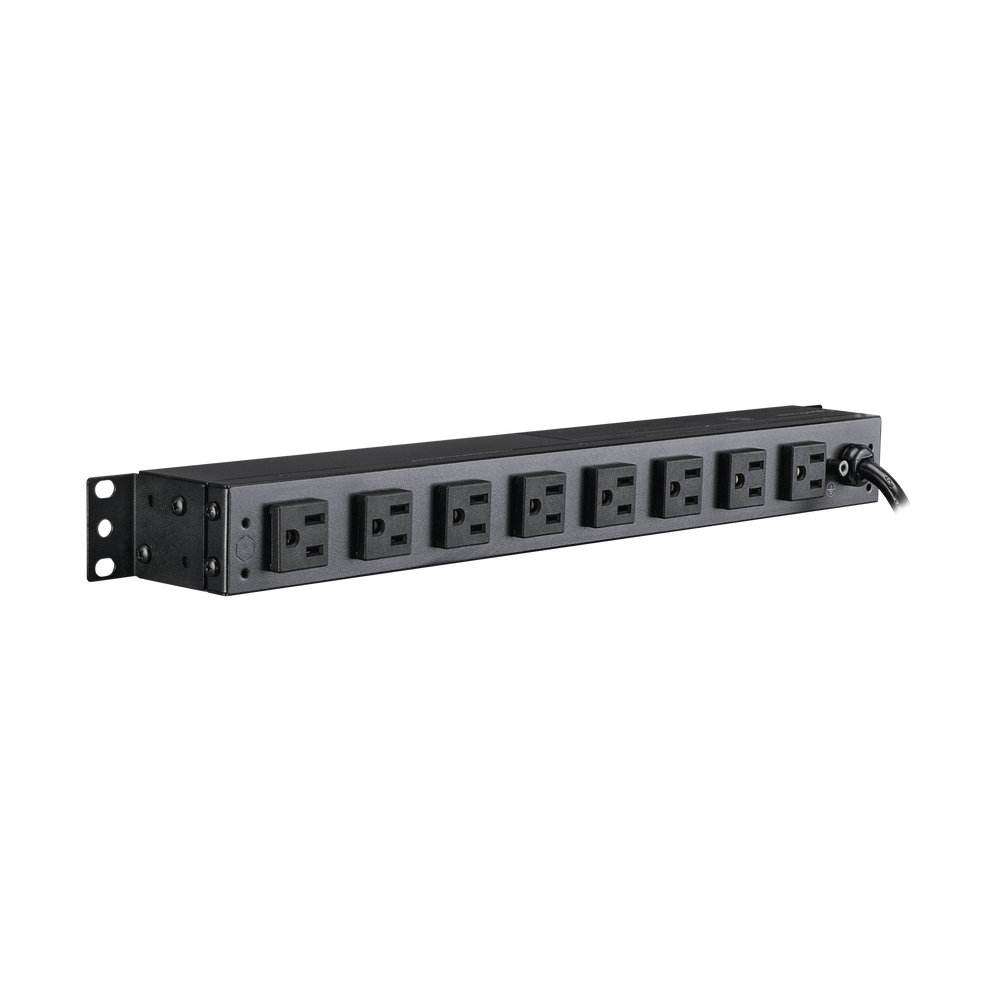 PDU Para Distribución de Energía Básico Con 8 Tomas NEMA 5-15R Traseras y 2 Tomas 5-15R Frontales, 1U de Rack