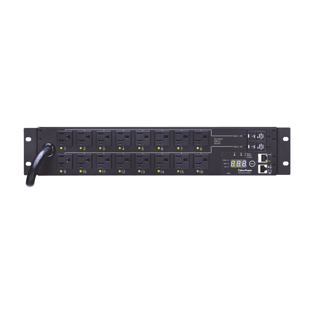 PDU Monitoreable Para Distribución de Energía, Con 16 Tomas NEMA 5-15R Conmutables y Clavija L5-30R, 120 Vac, 2 UR