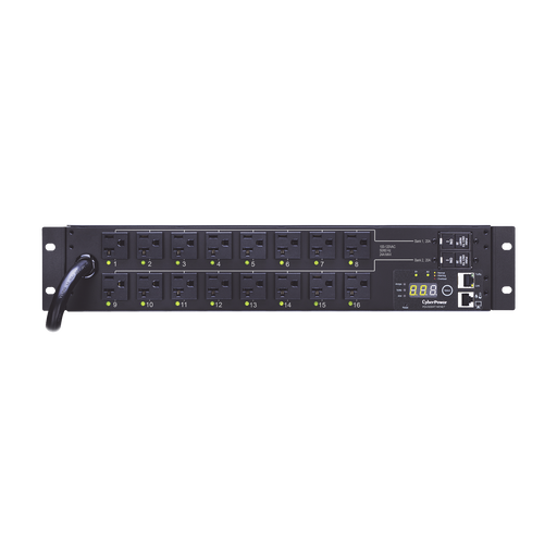 PDU Monitoreable Para Distribución de Energía, Con 16 Tomas NEMA 5-15R Conmutables y Clavija L5-30R, 120 Vac, 2 UR