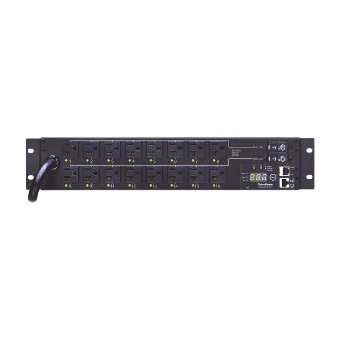 PDU Monitoreable Para Distribución de Energía, Con 16 Tomas NEMA 5-15R Conmutables y Clavija L5-30R, 120 Vac, 2 UR