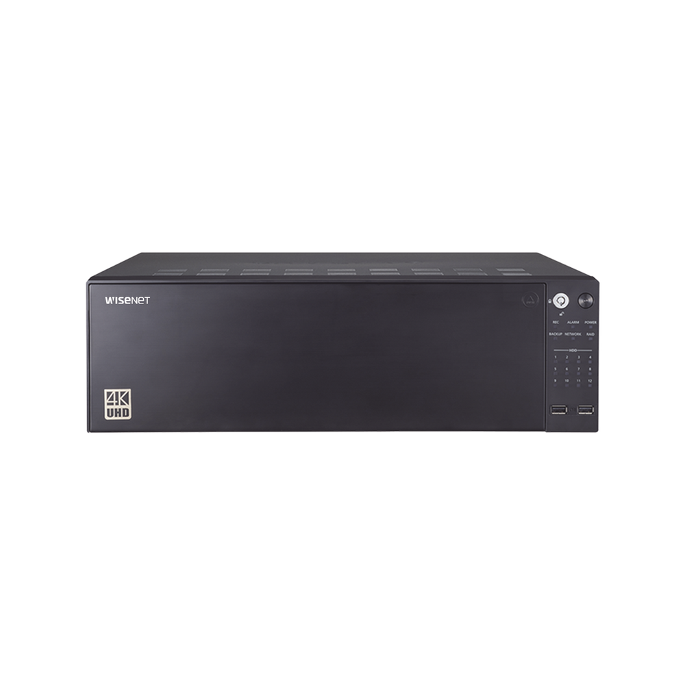 NVR de 64 canales / Soporta grabación hasta 12MP / H.265 & Wisestream / Capacidad de procesamiento 400Mpbs / 4 Puertos de Red / Función ARB y Failover