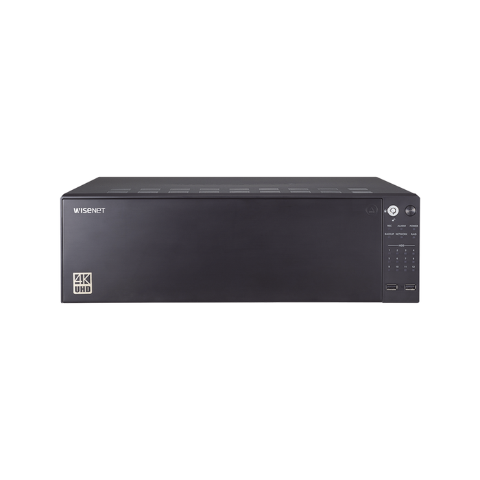 NVR de 64 canales / Soporta grabación hasta 12MP / H.265 & Wisestream / Capacidad de procesamiento 400Mpbs / 4 Puertos de Red / Función ARB y Failover