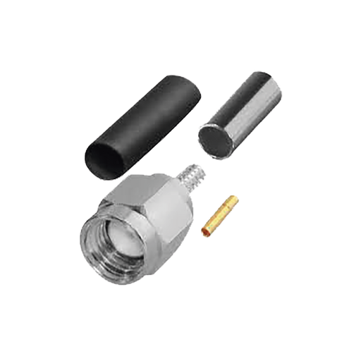 Conector SMA Macho Inverso de Anillo Plegable para Cables RG-174, RG-316/U, Niquel/Oro/Teflon.