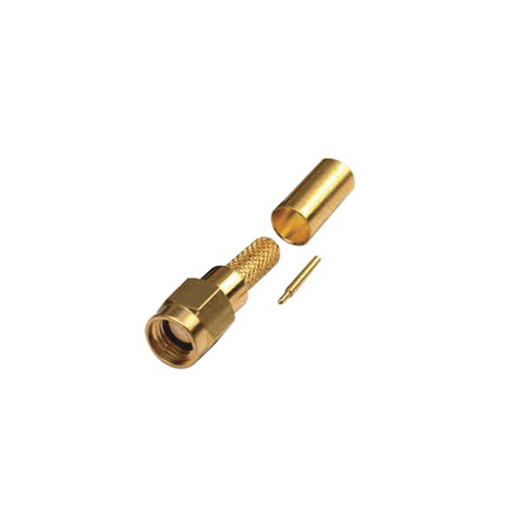 Conector SMA Macho de Anillo Plegable para Cables RG-142/U, LMR-195, Oro/Oro/Teflón.