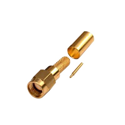 Conector SMA Macho de anillo plegable para cable RG-58/U, Oro/Oro/Teflón.