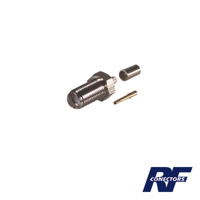 Conector SMA Hembra de Anillo Plegable para Cable RG-58/U, Niquel/ Oro / Teflón.