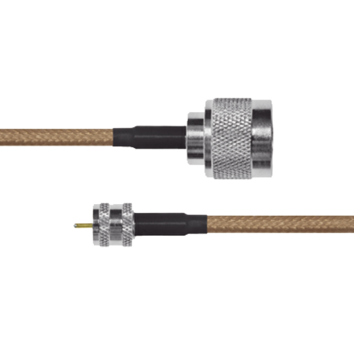 Jumper de Cable Coaxial RG-142/U de 180 cm y Conectores N Macho a Mini-UHF Macho.