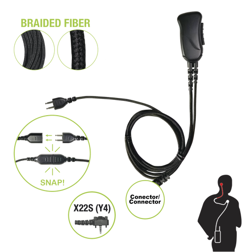 Micrófono con cable de fibra trenzada serie SNAP compatible con VERTEX VX-160/180/210/230/231/350/354/400/410/424/427.