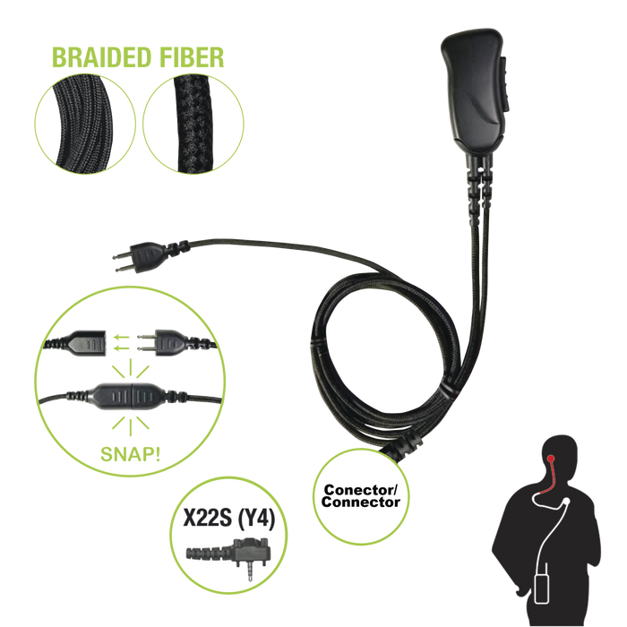 Micrófono con cable de fibra trenzada serie SNAP compatible con VERTEX VX-160/180/210/230/231/350/354/400/410/424/427.