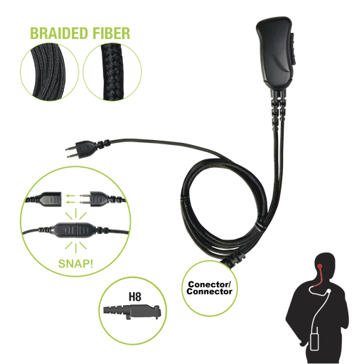 Micrófono con cable de fibra trenzada serie SNAP compatible con HYTERA X1E/P,Z1P AND PD6.