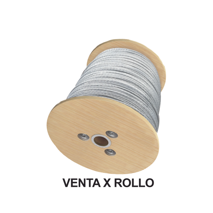 Rollo de Retenida de 1/4" de Acero Galvanizado 7 Hilos (2000 metros).